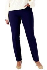 Susan Graver Women's Smart Ponte Knit Slim Leg Pant Navy picture