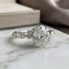 IGI 3.00Ct Oval Cut VS1 F Lab Grown Diamond Engagement Ring 14k White Gold picture