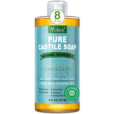 Yoken Pure Castile Liquid Soap Organic (EWG Verified, Unscented, 8 OZ), Made wit picture