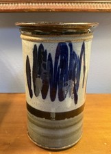 VINTAGE JOEL EDWARDS VASE STUDIO ART POTTERY BLUE ABSTRACT FREEFORM DECORATION picture