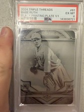 2024 Topps Triple Threads Babe Ruth #61 Black Printing Plate 1/1 PSA 6 picture