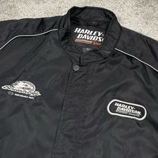 Vintage Harley Davidson Racing Jacket Mens XL Black Nylon Screaming Eagle Biker picture
