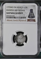 1773 MO FM MEXICO INVERTED MM INITIALS 1/2 REAL Shipwreck Atlantic Sands NGC picture