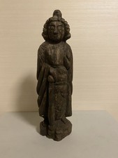 Antique Japanese Enku Style Uho Doji Wood Carved Buddhist Statue H14in Japan picture