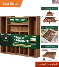 Expanded Luxury Bamboo Drawer Organizer - Ideal for Kitchen & Office Storage picture