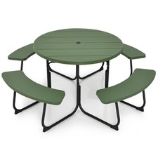 Outdoor Picnic Table Set 8 Person Bench Style with Umbrella picture