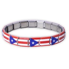 Fablinks Italian Charm Bracelet, 9mm Stainless Steel Flag Charms Link Bracelets picture