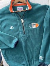 VTG Starter Pro Line Miami Dolphins Fleece Pullover 1/2 Zip Mens Medium Green picture