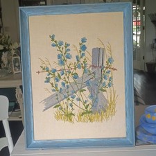 Vintage 1970s Crewel Embroidery Rare AP Artist Proof Factory Sample Framed picture