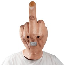 Funny Bizarre Despise Middle Finger Full Head Latex Mask Halloween Costume Props picture