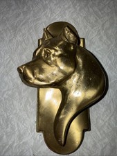 Authentic Antique AMERICAN PIT BULL TERRIER Solo Door Knocker Cast Brass EUC picture