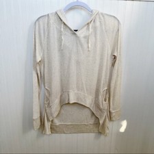 Silent Theory Australia Cream Lightweight & Semi Sheer High-Low Hem Hoodie Sz 12 picture