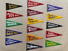 1954 Vintage MLB Mini Felt Pennants -  Complete Set - Yankees Dodgers Red Sox picture