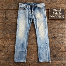 Diesel Safado Mens Slim Straight Jeans Light Wash 31x30 Hemmed 3D Whiskers picture