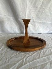 Vintage MCM Oval Serving Tray with Handle | Talarico Woodenware picture