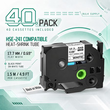 40Pack HSe241 Black Print on White Shrink Tape 0.69