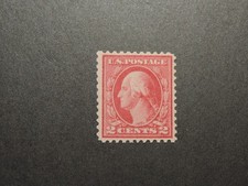 US Stamp Scott # 461 1915 2c Washington , Carmine, SLWMK, Perf 11,  MNH XF OG picture