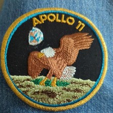VINTAGE APOLLO 11 MISSION NASA EMBROIDERED  SPACE PATCH 4” picture