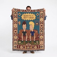 Beavis and Butt-Head Woven Throw Blanket 90s Cartoon Afghan Rug Inspired Art picture