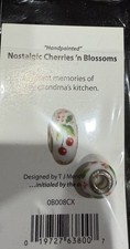 Fenton Handmade Handpainted Nostalgic Cherries 'n Blossoms Glass Bead OB008CX picture