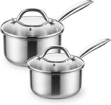 Tri-Ply Stainless Steel Cookware Set 1.5Qt & 2.5Qt Pots with Lids - Durable & Ve picture