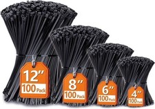 400 Pack Assorted Zip Ties 4/6/8/12 Inch UV Resistant Cable Wire Ties picture