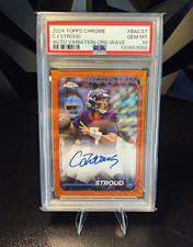 Topps 2024 Chrome C.J. Stroud Texans Orange Wave Refractor /25 Auto PSA 10 picture