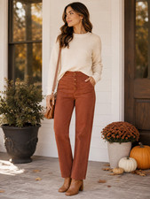 Young Fabulous and Broke Brown Straight Leg High Rise Pants Size Small NWT picture