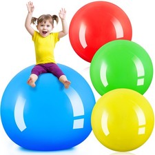 Jenaai 4 Pcs 30 Inch Big Bounce Ball Large Rubber Ball Giant Inflatable Kickb... picture