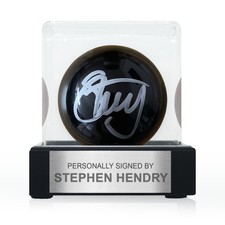 Stephen Hendry Signed Black Snooker Ball. Display Case With Plaque picture