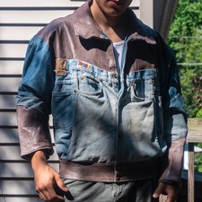 Vintage Hand-stitched Leather & Jean Jacket | One-of-a-Kind Reworked Design picture