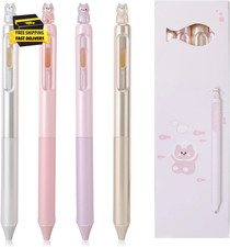 4 Pcs Cute Retractable Pens, Gliiter Cat Gel Pens, 0.5Mm Fine Point Black Ink Cu picture