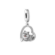 Chihuahua Dog Heart 925 Sterling Silver Charm for Bracelet picture