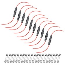 10Pcs, 6x30mm Inline Screw Type Fuse Holder 22 AWG Wire with 20Pcs, Glass Fuses picture