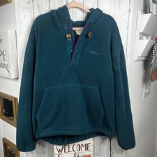 Vintage 90s LL Bean Snap Fleece Pullover Cursive Script Teal Purple XXL Gorpcore picture
