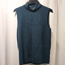 Talbots Women's XL Sleeveless Turtleneck Knit Top Green Solid Pullover picture