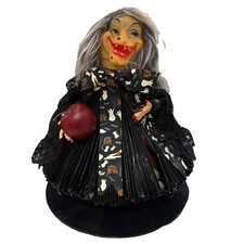 Vtg Handmade Halloween Witch Doll Folk Art Accordion Folded Paper Dress Creepy picture