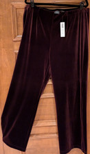 New Chico's Travelers Coll. Dark Mulberry Velvet No Tummy Pants 3 = XL 16 18 NWT picture