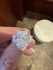 5.75Ct Radiant Cut VS1 Lab Grown Diamond Three Stone Wedding Ring 950 Platinum  picture