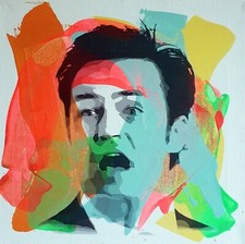 PyB signed MATTHEW PERRY CHANDLER pop painting STREET ART graffiti paint Friends picture
