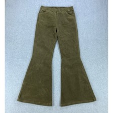Umgee Pants Women Large Olive Green Bell Bottom Flare Boho Corduroy N6576 picture