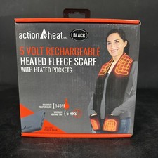 NEW ActionHeat 5V Battery Heated Fleece Scarf with Pockets Rechargeable Black picture