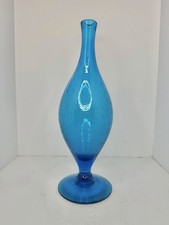 HTF Vintage MCM Blenko Glass 6528s Decanter In Turquoise Crackle Base Only picture