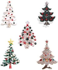 5 Pcs Vintage Crystal Christmas Tree Brooch Pin Jewelry Gift Accessories Woman picture