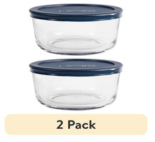 (2 pack) Anchor Hocking Glass Food Storage Container with Lid, 4 Cup Round picture