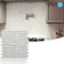 Art3d (10Pcs) Mother of Pearl Shell Mosaic Tile for Kitchen Backsplash Bathroom picture