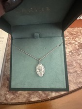 8 Ct Moval Lab Diamond Necklace Rose & White Gold 14k picture
