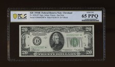 DBR 1934-B $20 FRN Cleveland Vinson STAR Fr. 2056-D* PCGS-B 65 PPQ S# D00692987* picture