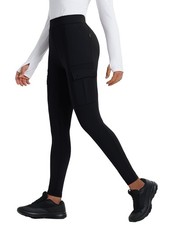 Women's Fleece Lined Leggings Sz Medium Water Resistant Black Cargo Hiking Pants picture
