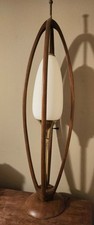 1960s Modeline Floor Lamp Teak Wood Metal Wooden Mid Century Modern Vintage Tall picture